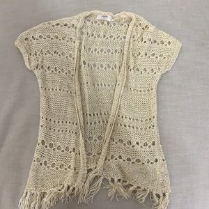 Cream colored, hints of gold sparkles cardigan